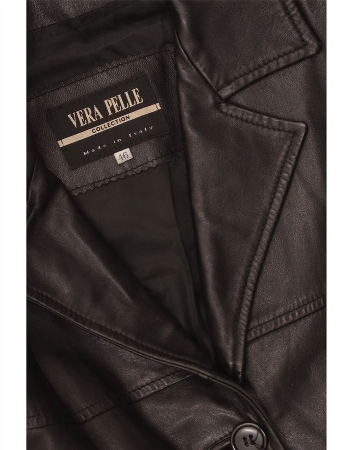 Giacca in pelle da donna vintage IT 46 grande in pelle nera