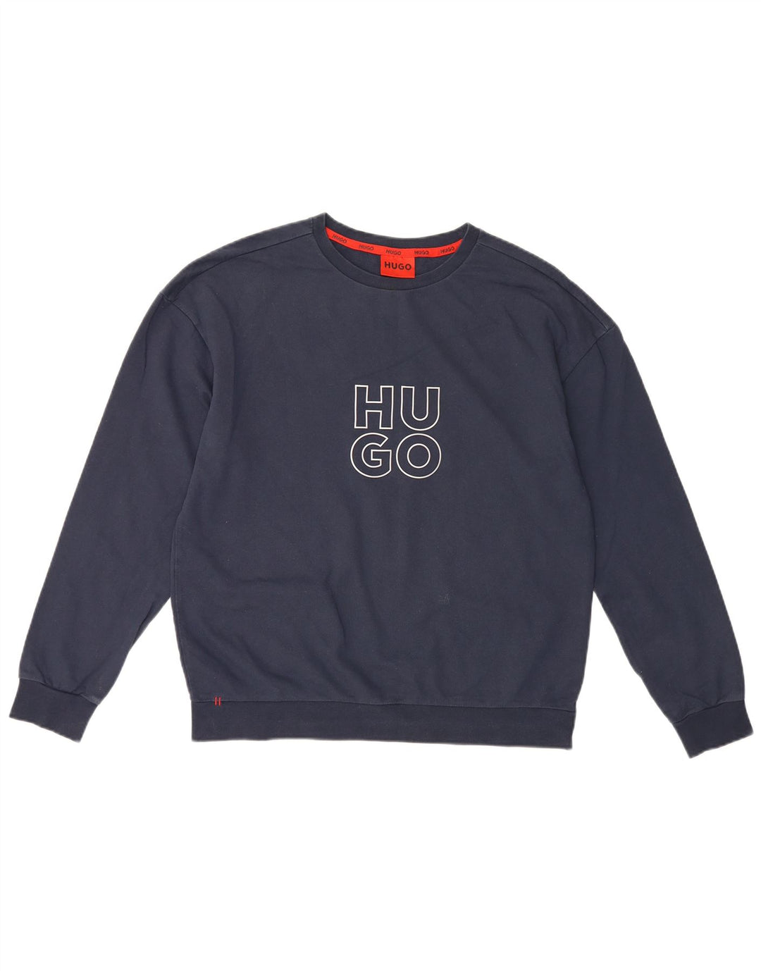 Felpa grafica da uomo Hugo Boss, maglione medio, cotone blu navy