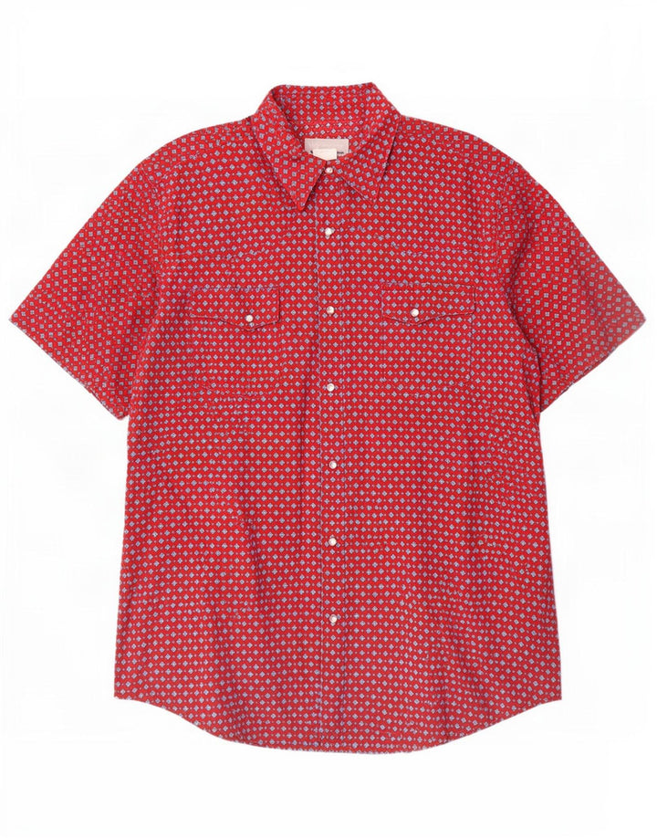 Camicia a maniche corte da uomo Wrangler grande cotone geometrico rosso