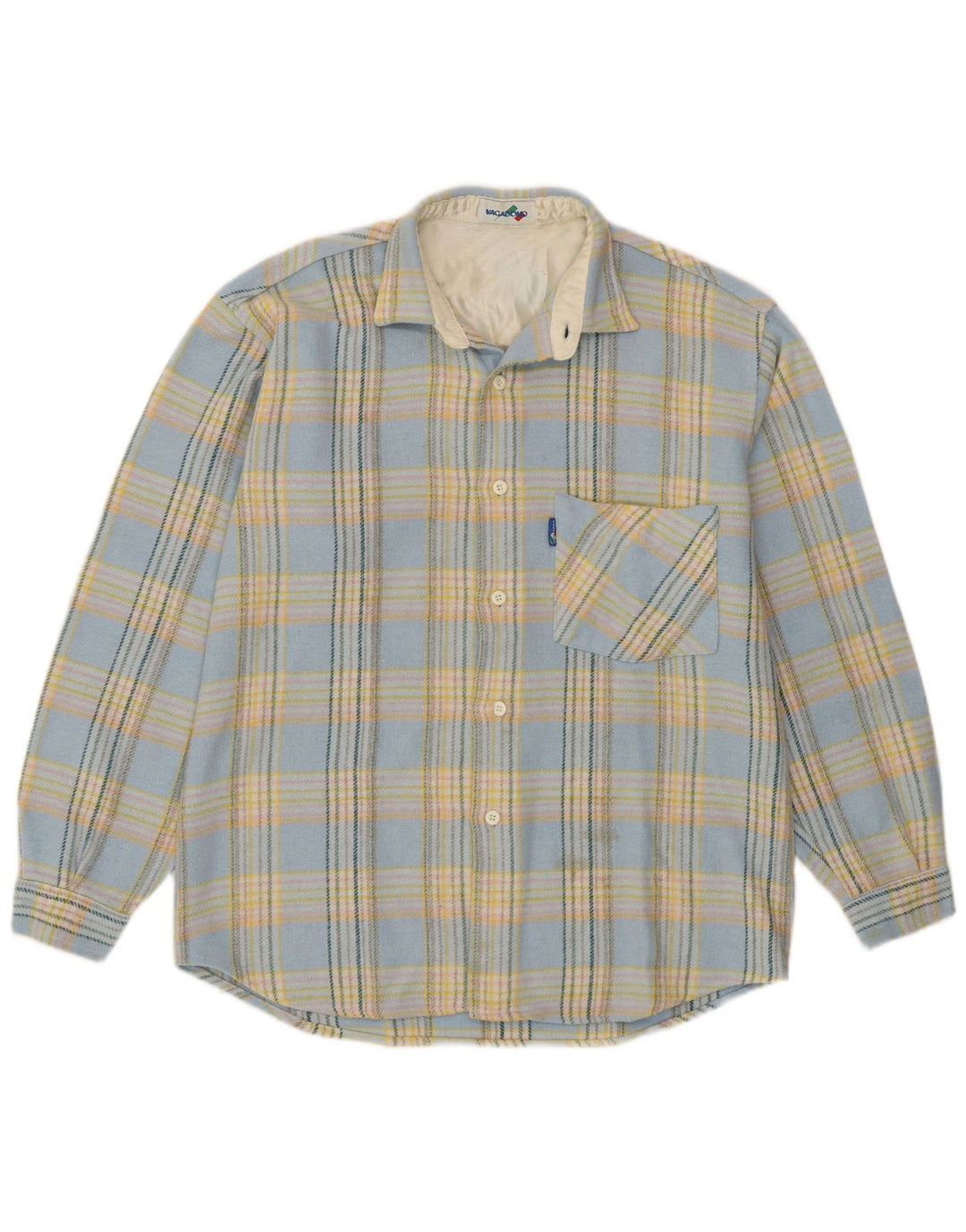 Vagabond Camicia da uomo in flanella con motivo a quadri blu medio