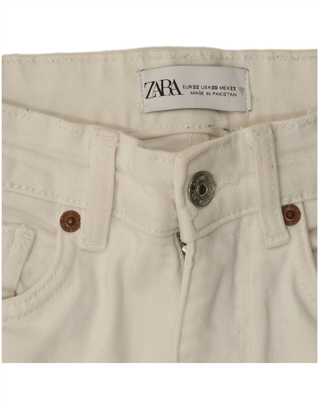 ZARA Womens Crop Bootcut Jeans W22 L26 Off White