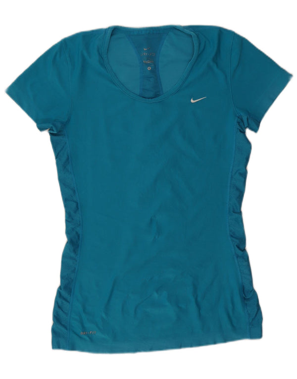 T-shirt Nike Dri Fit da donna Top UK 10 Small Blu Poliestere
