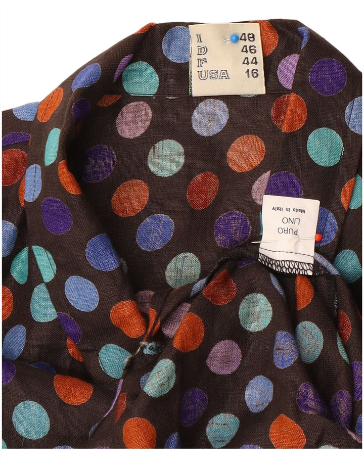 Camicia pullover oversize da donna vintage IT 48 XL a pois multicolore