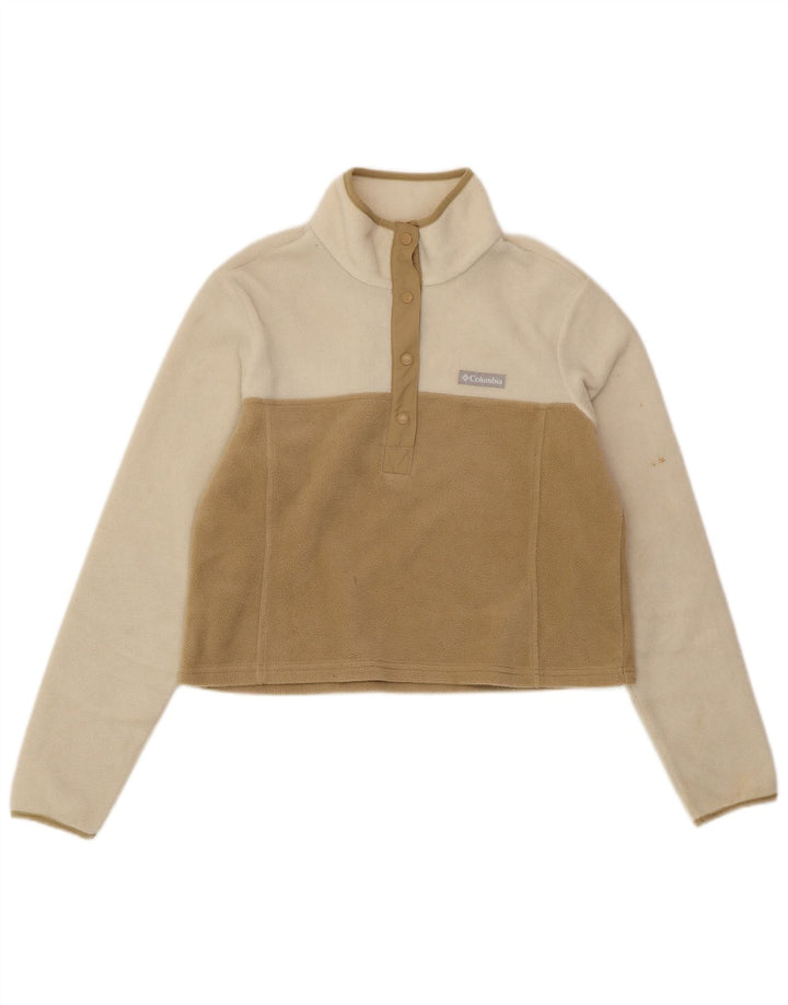 Maglione corto in pile da donna COLUMBIA UK 14 blocco colore bianco medio