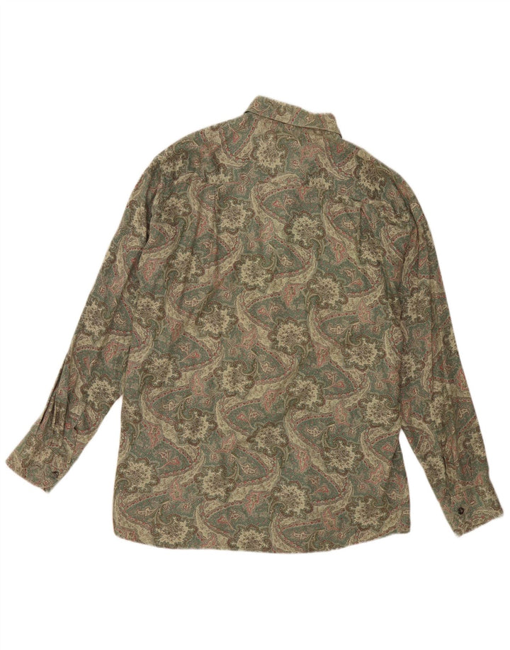 Camicia vintage da uomo in flanella grande kaki Paisley