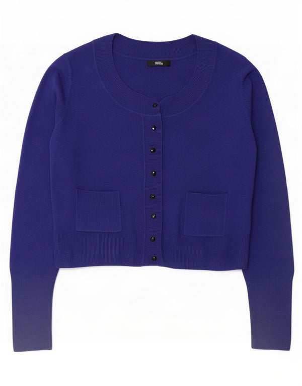 Maglione cardigan corto da donna Marks & Spencer UK 14 grande acrilico viola