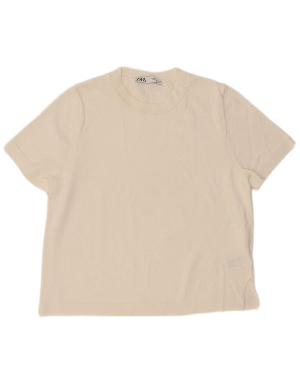 Zara Womens T-Shirt Top UK 14 Medium White Viscose