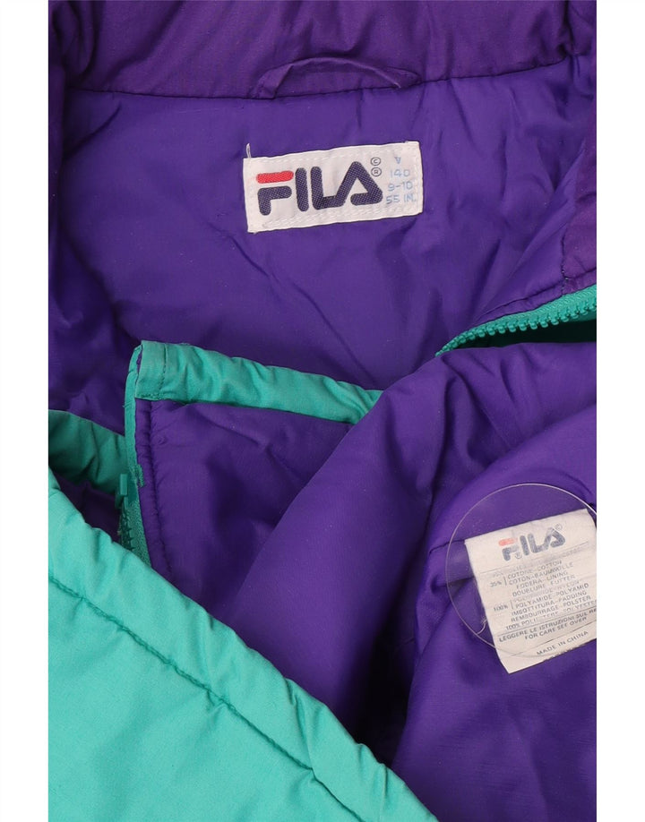 Giacca imbottita con cappuccio grafica da ragazzo Fila 9-10 anni color block verde
