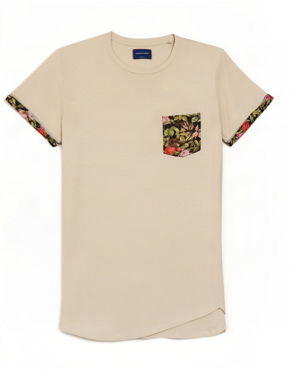 T-shirt da uomo Jack & Jones Top in cotone floreale bianco medio