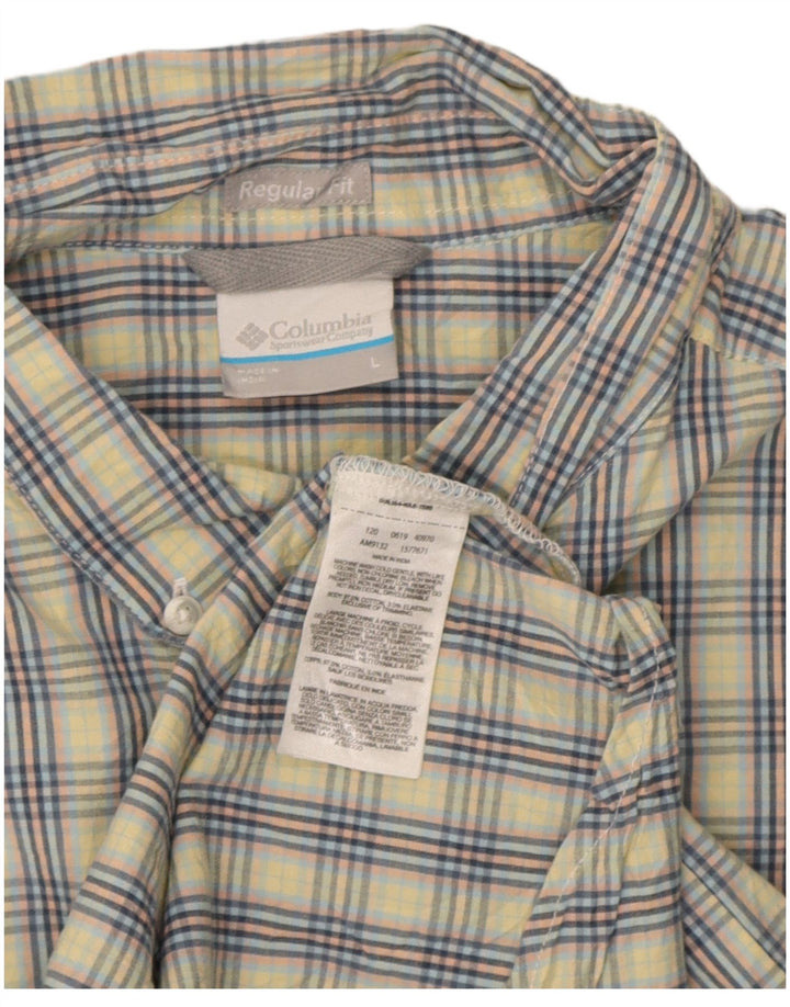 Camicia Columbia da uomo a maniche corte, vestibilità regolare, in cotone a quadri blu grandi