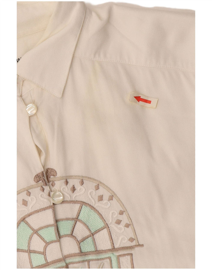Camicia grafica da donna Enara Camice UK 14 cotone bianco medio