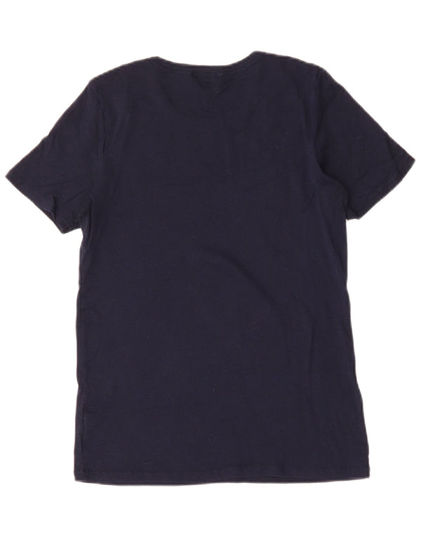 T-shirt da donna BENETTON Top UK 12 medio cotone blu navy