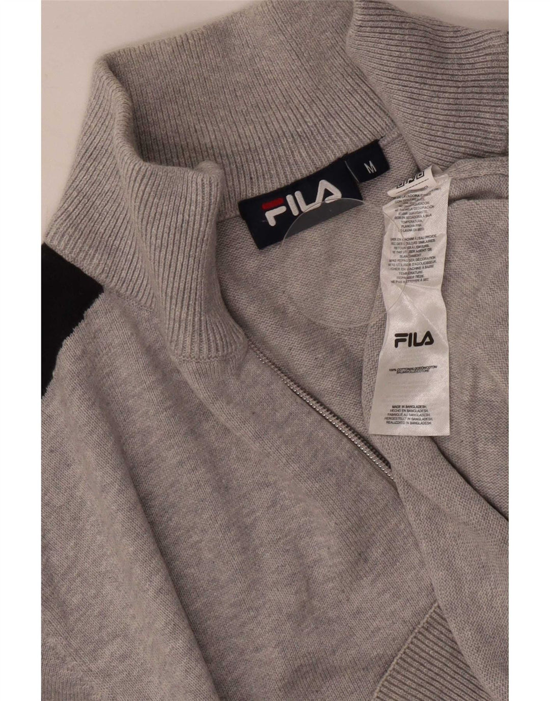 Maglione Fila da uomo con zip e collo in cotone color block grigio medio
