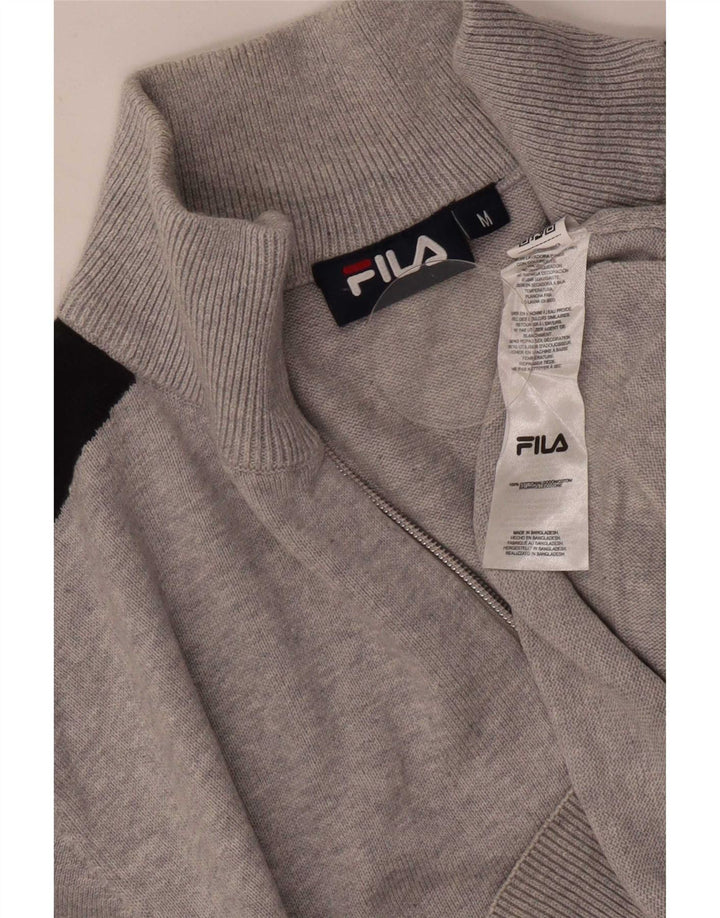 Maglione Fila da uomo con zip e collo in cotone color block grigio medio