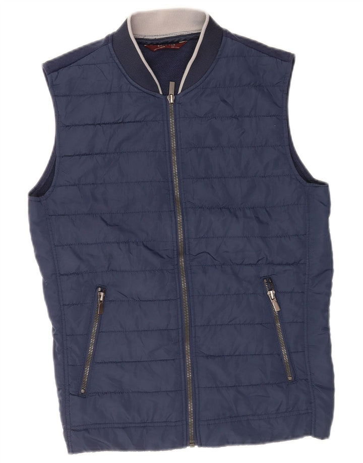 Gilet imbottito da uomo Zara UK 36 piccolo in poliestere blu navy