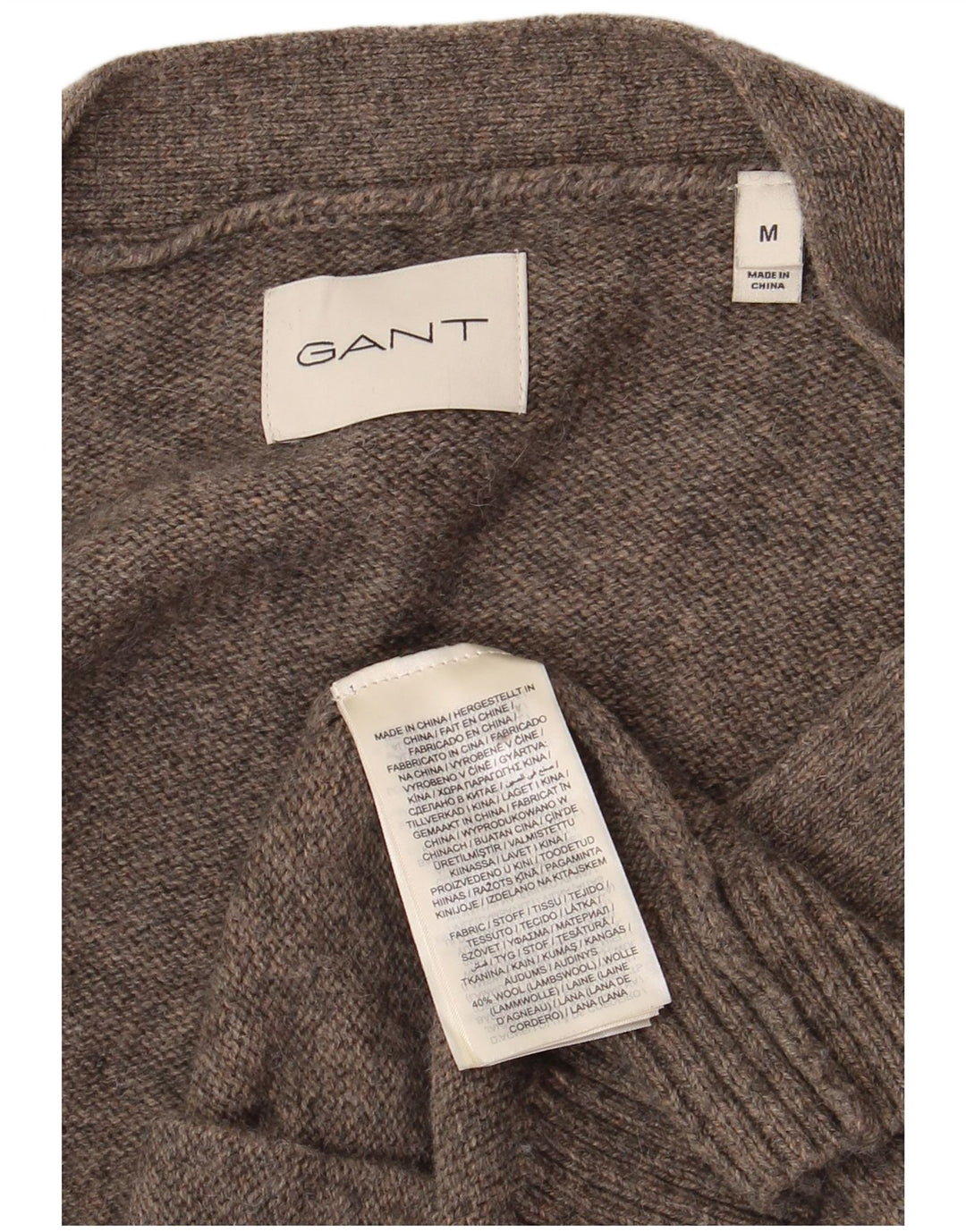 Maglione cardigan da uomo Gant in lana d'agnello grigio medio