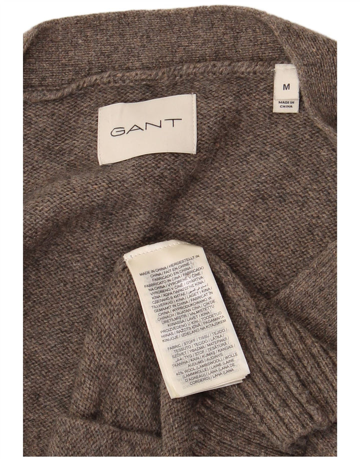 Maglione cardigan da uomo Gant in lana d'agnello grigio medio