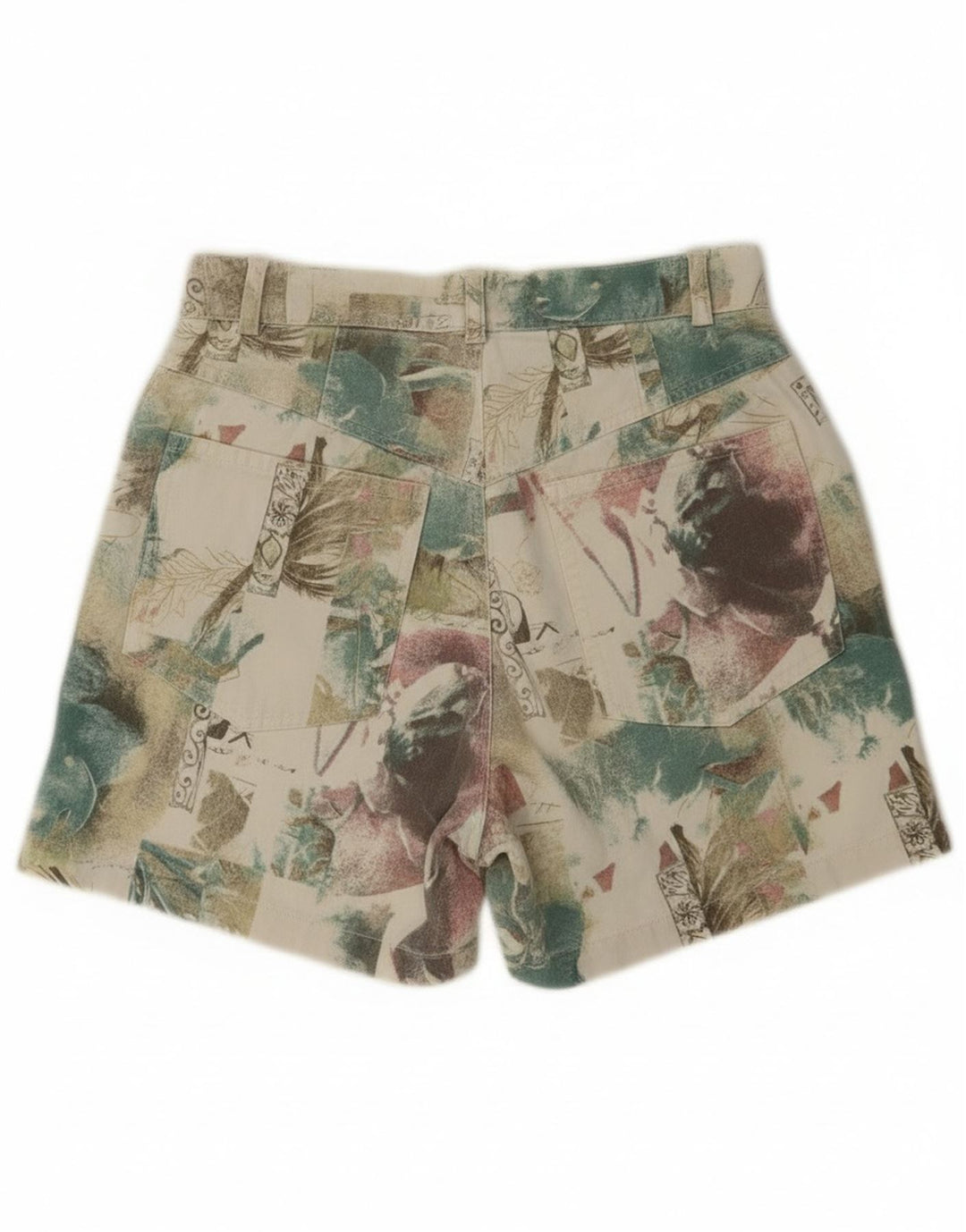 Pantaloncini casual vintage da donna UK 12 medi W26 multicolore floreale