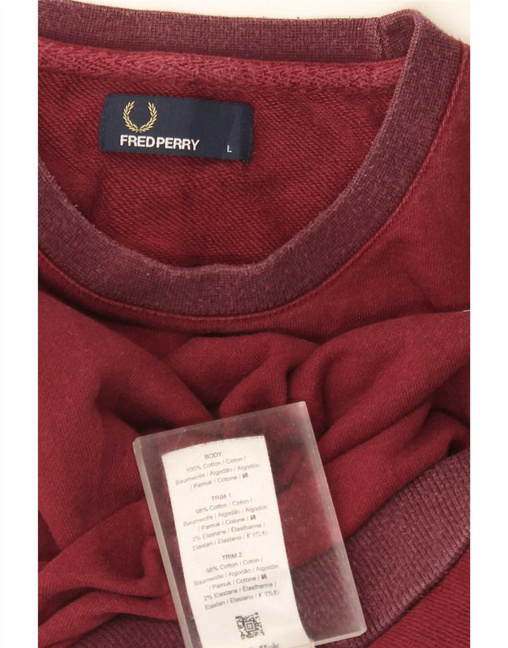 Felpa da uomo Fred Perry Maglione grande in cotone bordeaux