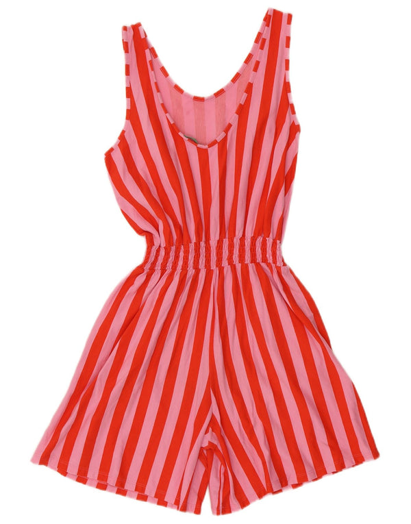 Tutina Smanicata Bambina Benetton 12-13 Anni XL Cotone Rigato Rosso