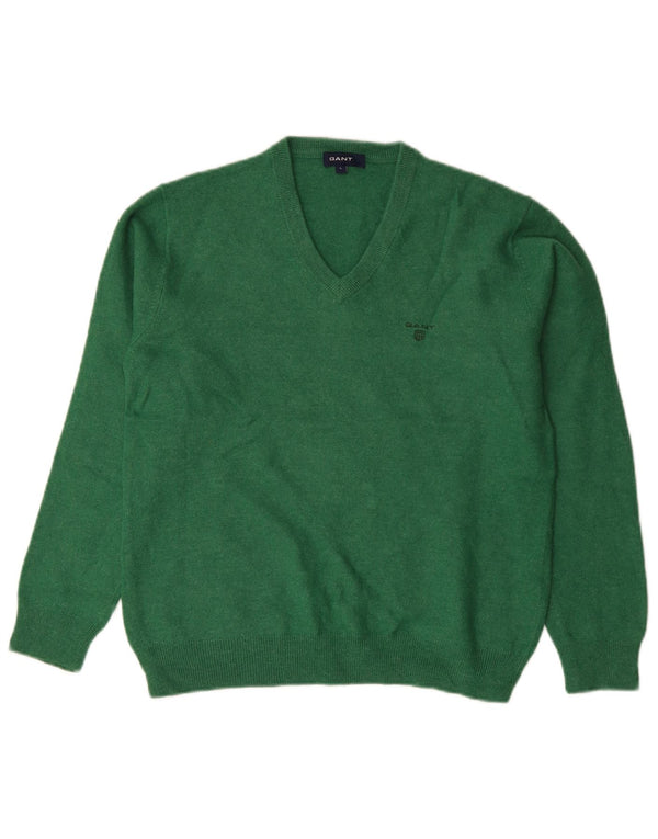 GANT Maglione da donna con scollo a V UK 14 Lana d'agnello verde grande