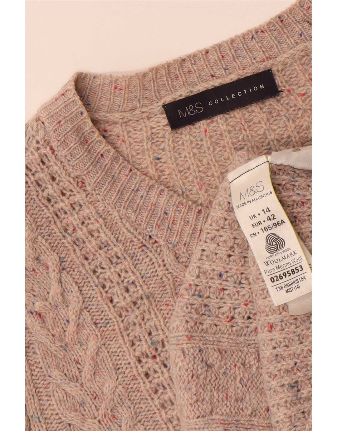 Maglione cardigan da donna Marks & Spencer UK 14 grande lana screziata grigia