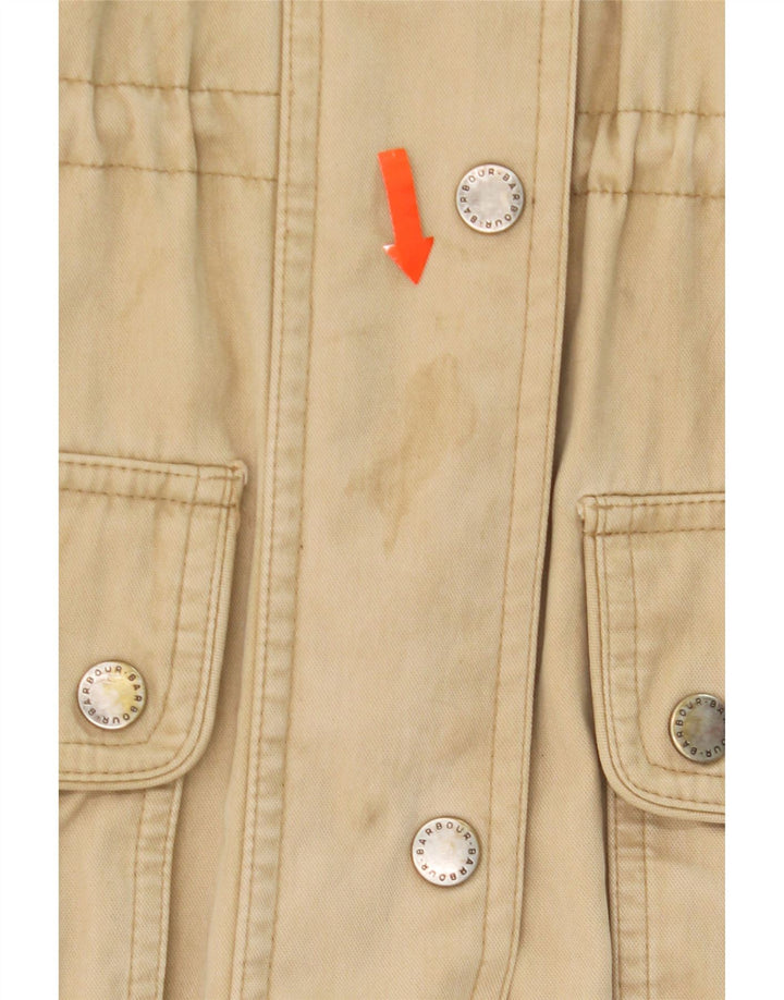 BARBOUR Womens Hooded Parka Jacket UK 12 Medium Beige Cotton Vintage Barbour and Second-Hand Barbour from Messina Hembry 