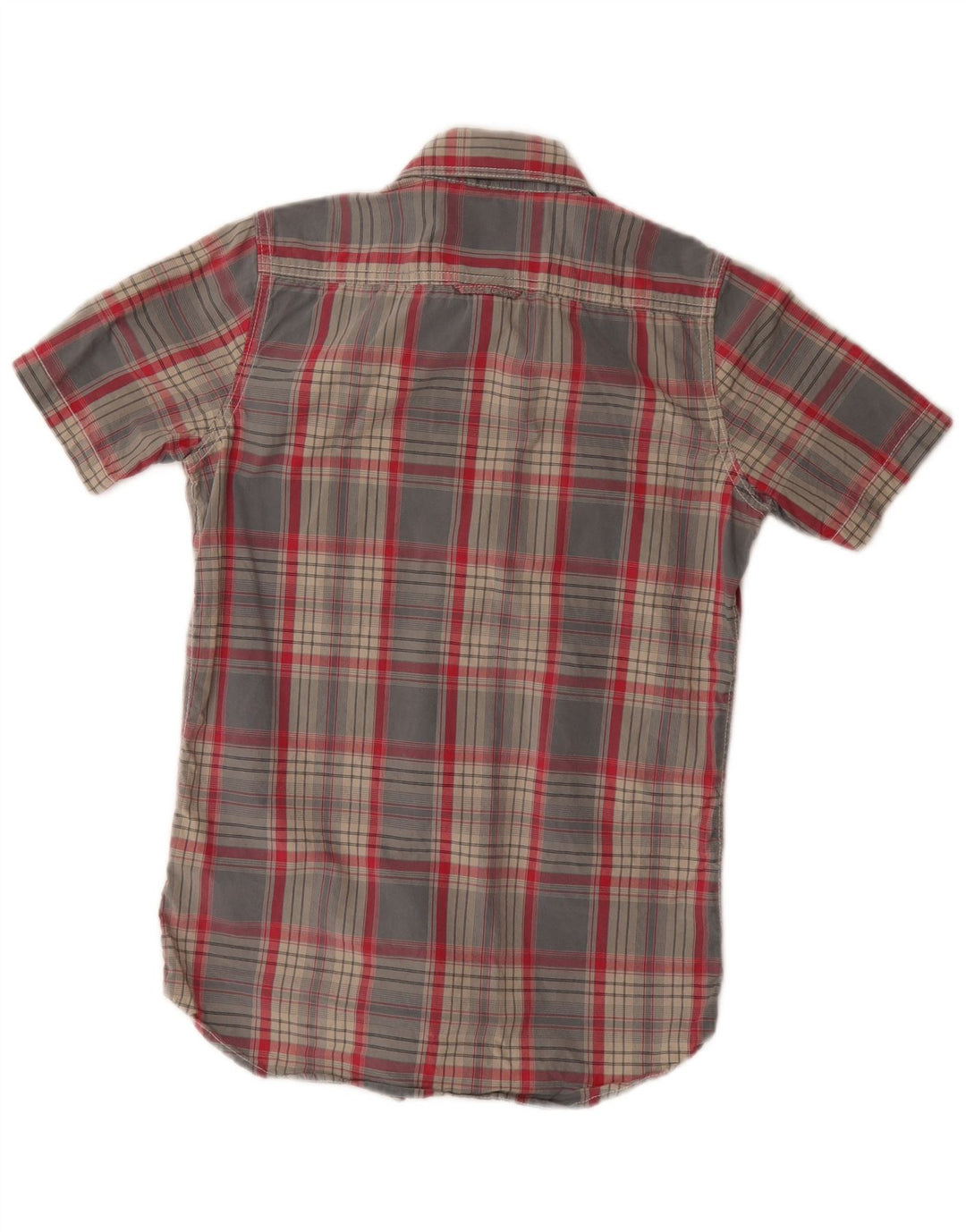 Camicia a maniche corte da uomo Superdry in cotone scozzese piccolo grigio