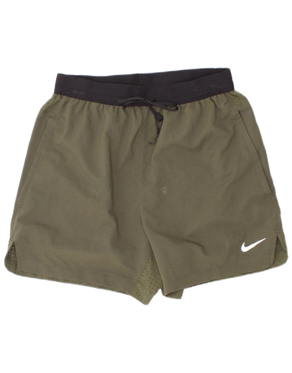 Pantaloncini sportivi Nike da bambino Dri Fit 8-9 anni Small Khaki Colourblock in poliestere