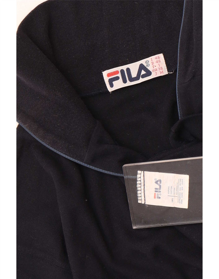 Fila Uomo Zip Neck Top Manica Lunga IT 46 Small Blu Navy Cotone