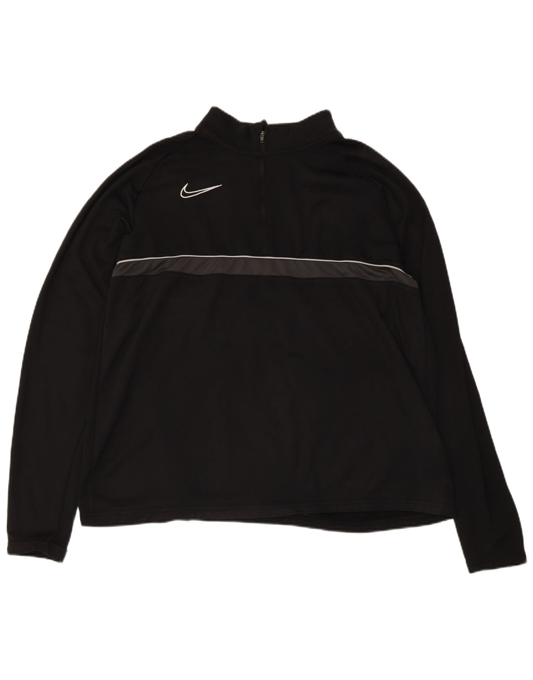 Top della tuta da ginnastica Nike Dri Fit con zip e collo da uomo, XL, color block nero