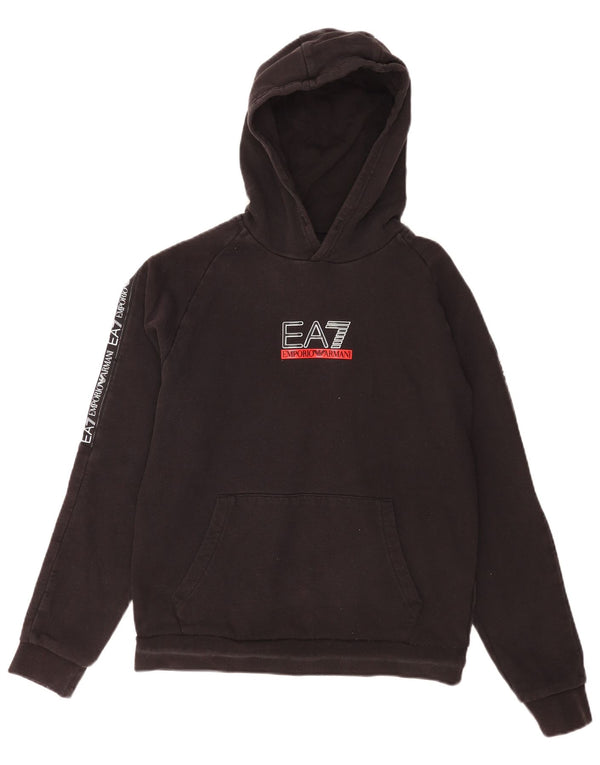 Maglione con cappuccio grafico da uomo Emporio Armani piccolo in cotone nero