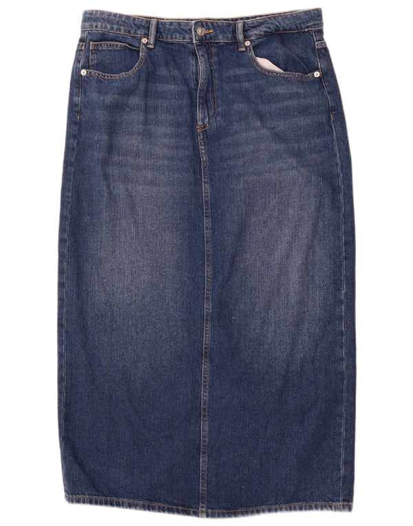 ZARA Womens High Waist Denim Skirt XL W32  Blue Cotton
