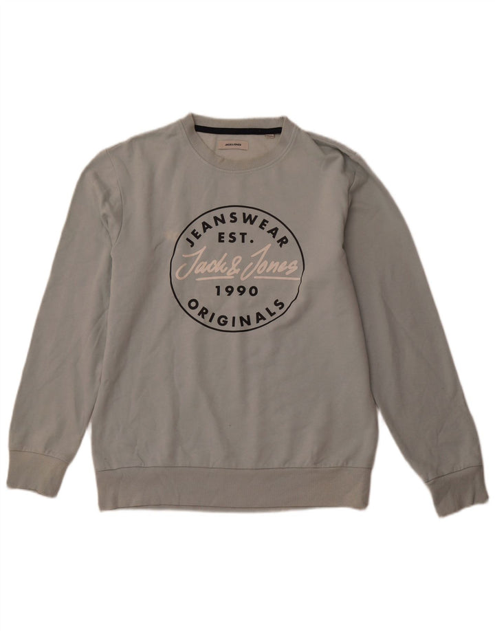 JACK & JONES Felpa con grafica da uomo Maglione grande blu