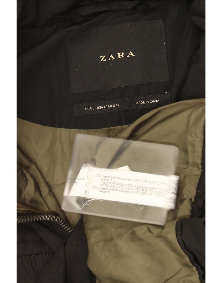 Gilet pratico con cappuccio da donna Zara UK 16 grande poliestere nero
