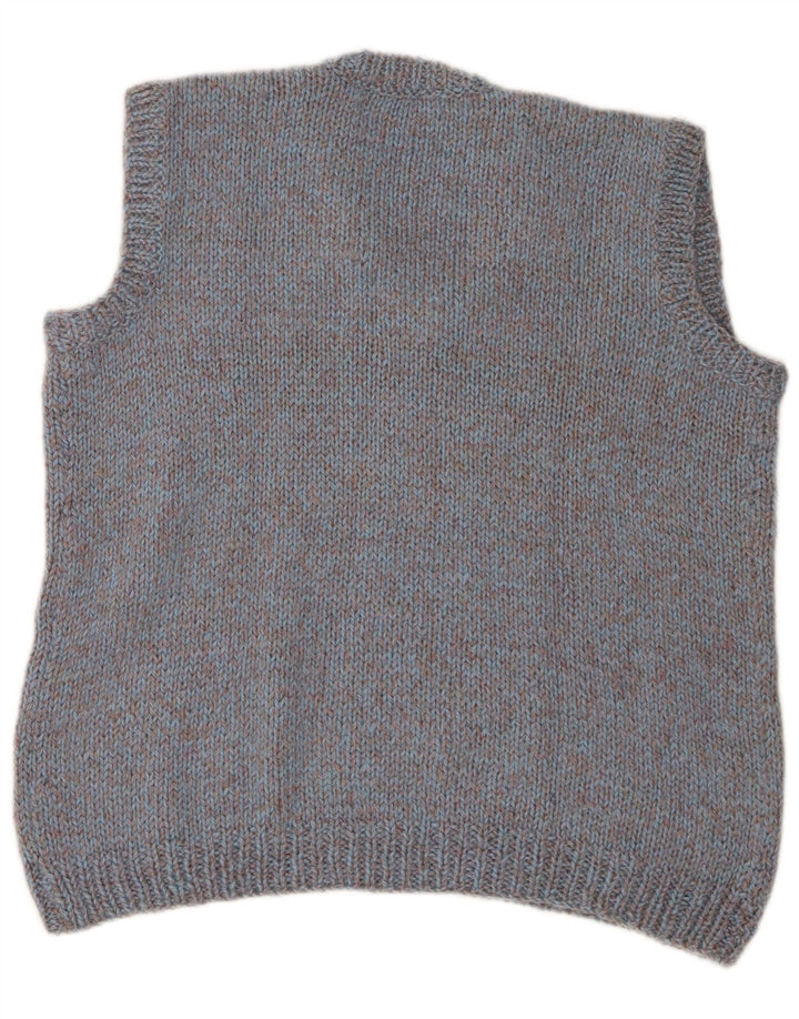 Canotta vintage da uomo, canotta grande blu screziata