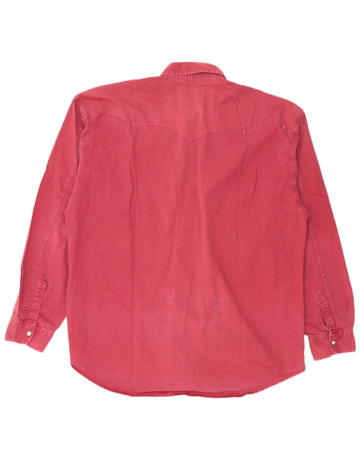 Camicia western da uomo vintage XL in cotone bordeaux