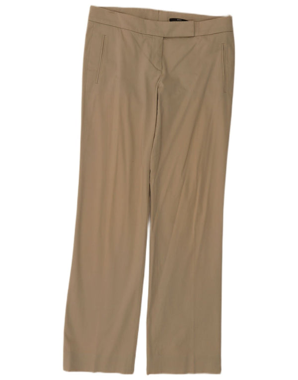 Pantaloni da abito dritti da donna Hugo Boss UK 10 Small W30 L30 Cotone beige
