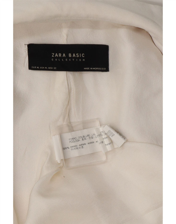 Giacca blazer aperta da donna con maniche a 3/4 Zara UK 18 XL acetato bianco
