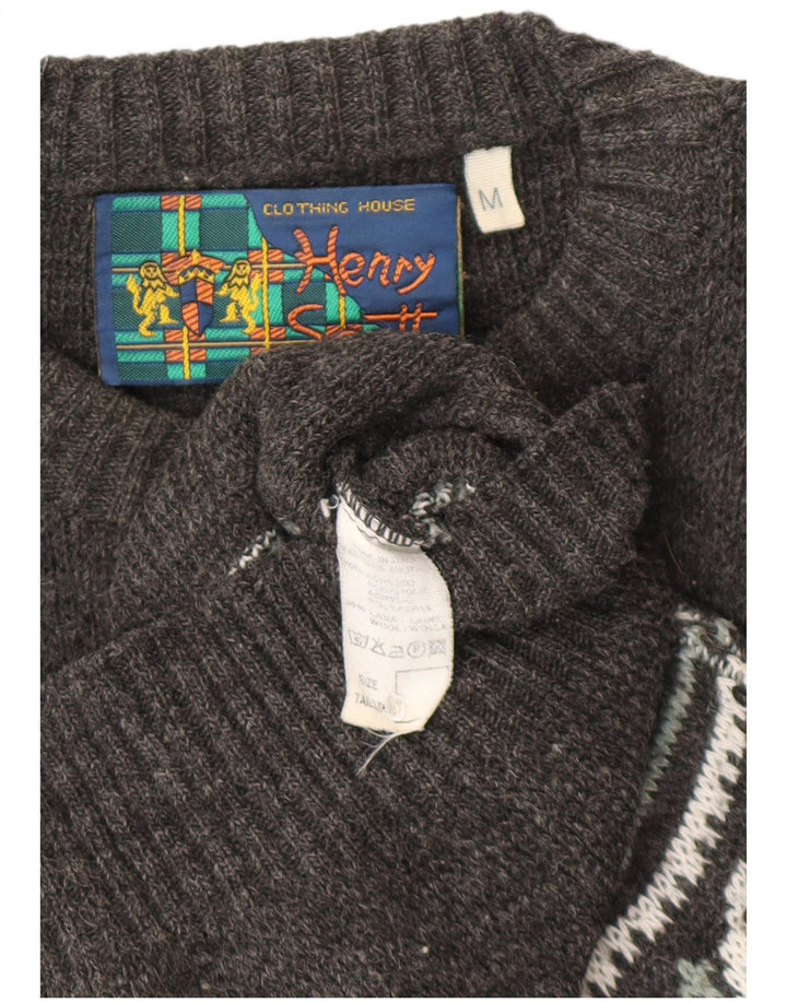 Maglione maglione girocollo da uomo Henry Scott grigio medio acrilico Fair Isle