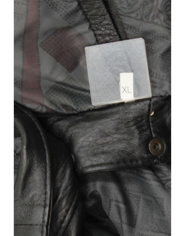 Giacca in pelle vintage da uomo UK 42 XL nera