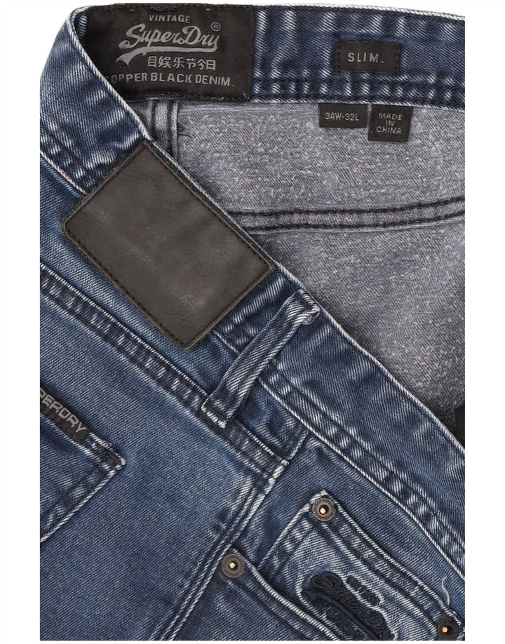 Jeans slim da uomo Superdry W34 L32 cotone blu navy