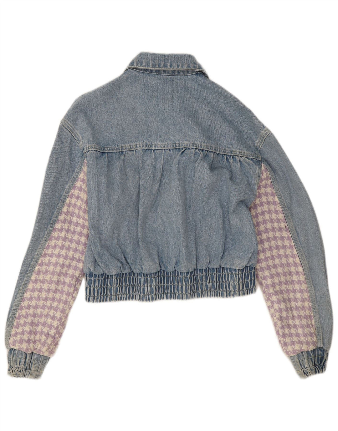 Giacca corta in denim da donna Zara UK 10 piccolo patchwork blu