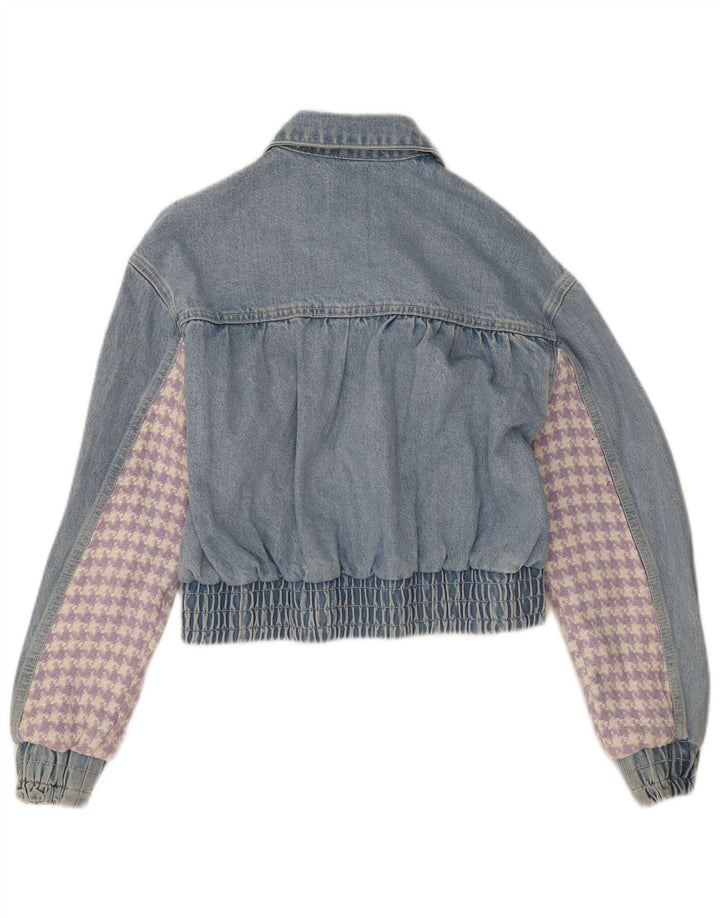 Giacca corta in denim da donna Zara UK 10 piccolo patchwork blu