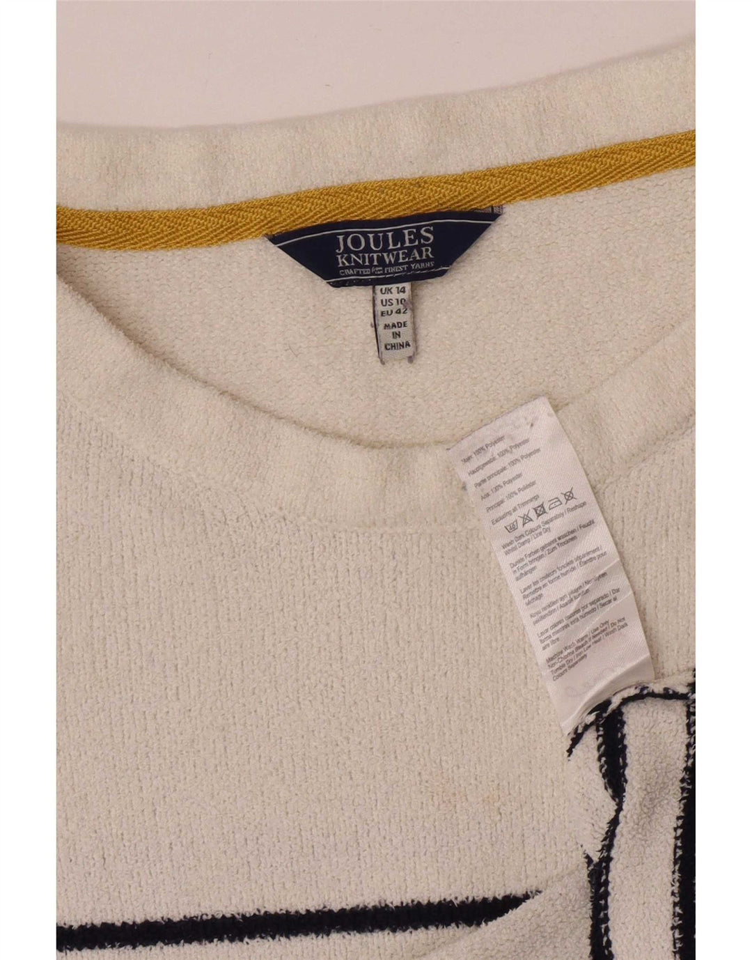Joules Maglione da donna con scollo a barca Maglione UK 14 Poliestere a righe grandi bianche