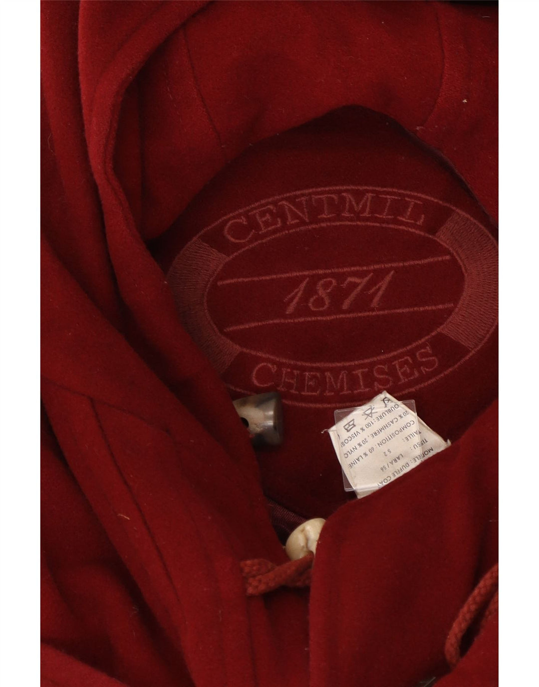 Montgomery con cappuccio da donna vintage IT 52 2XL Lana rossa