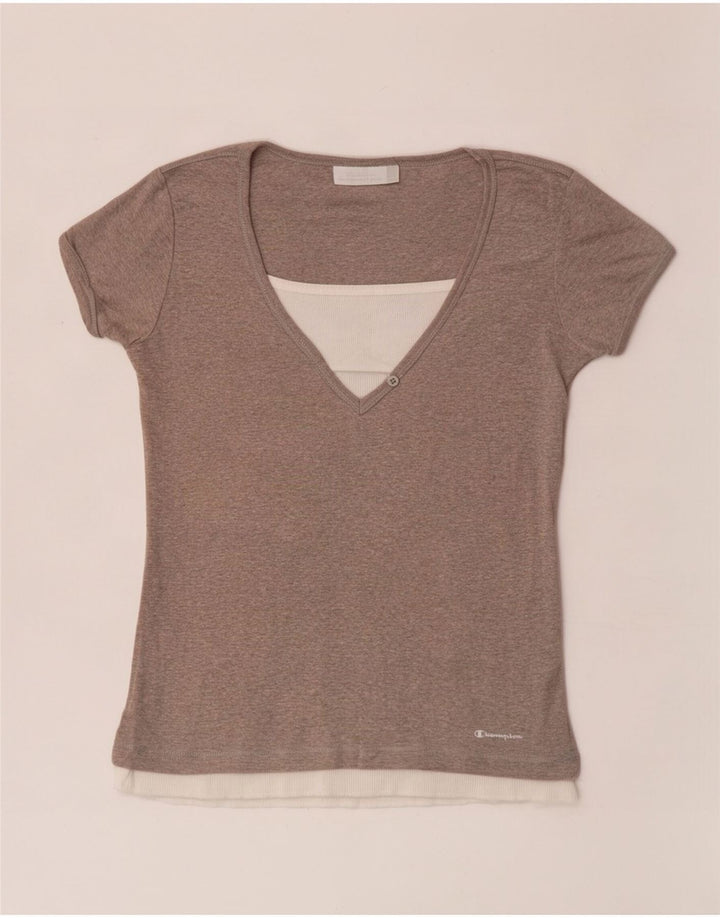 T-shirt da donna Champion Top UK 14 Large Grigio Colourblock