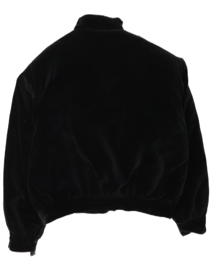 Giubbotto bomber in velluto da donna vintage UK 12 medio nero
