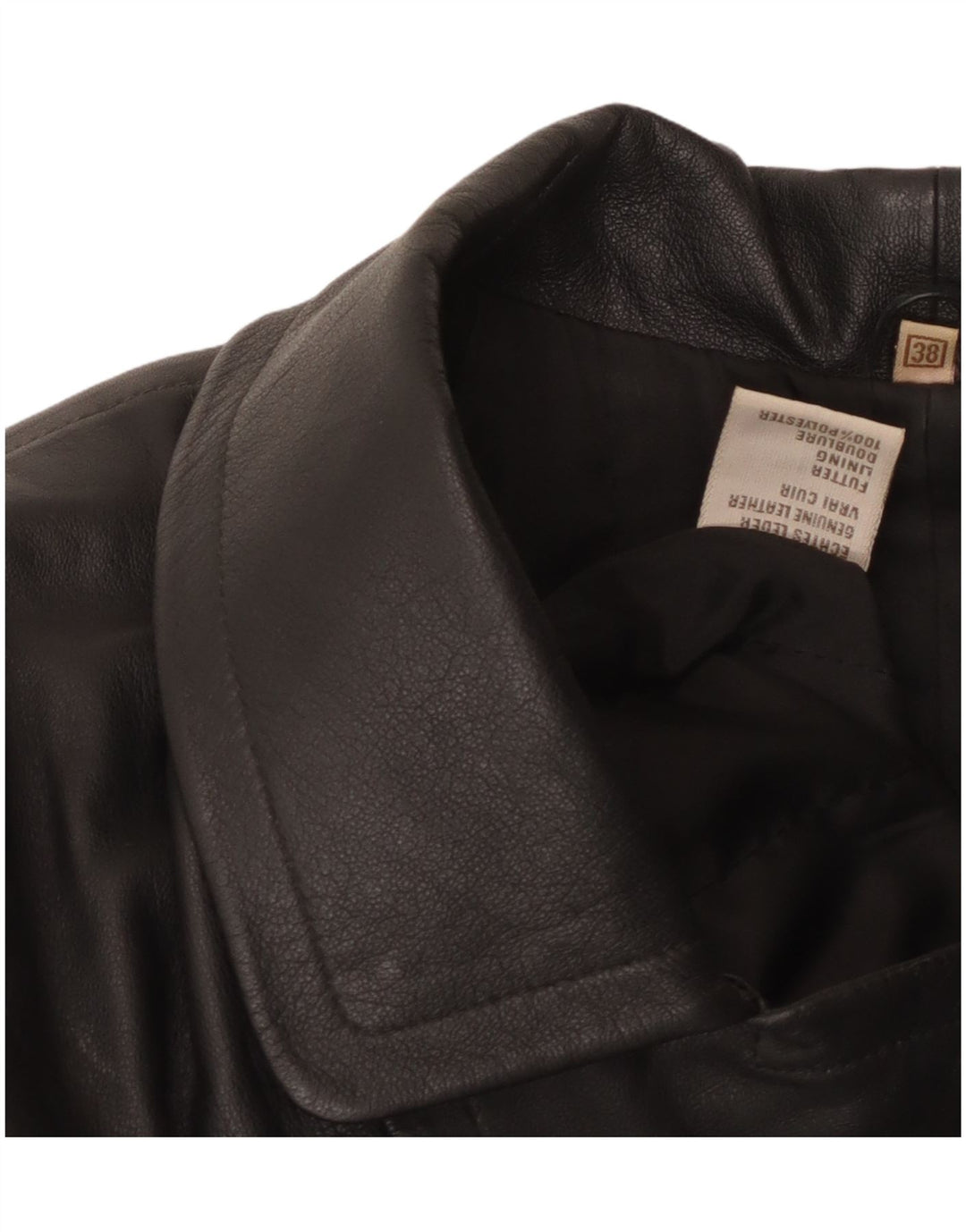 Cappotto in pelle oversize da donna VINTAGE EU 38 pelle nera media