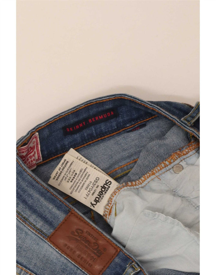 Pantaloncini di jeans skinny bermuda da donna Superdry W32 cotone blu medio